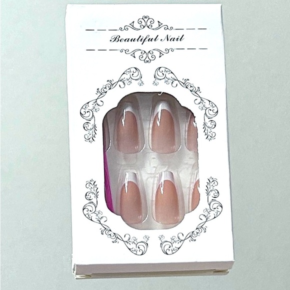 Press On Nails Nude French Fake Nails - Picture 2 of 3